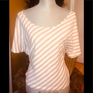 New York & Co. Short Sleeve Striped Blouse